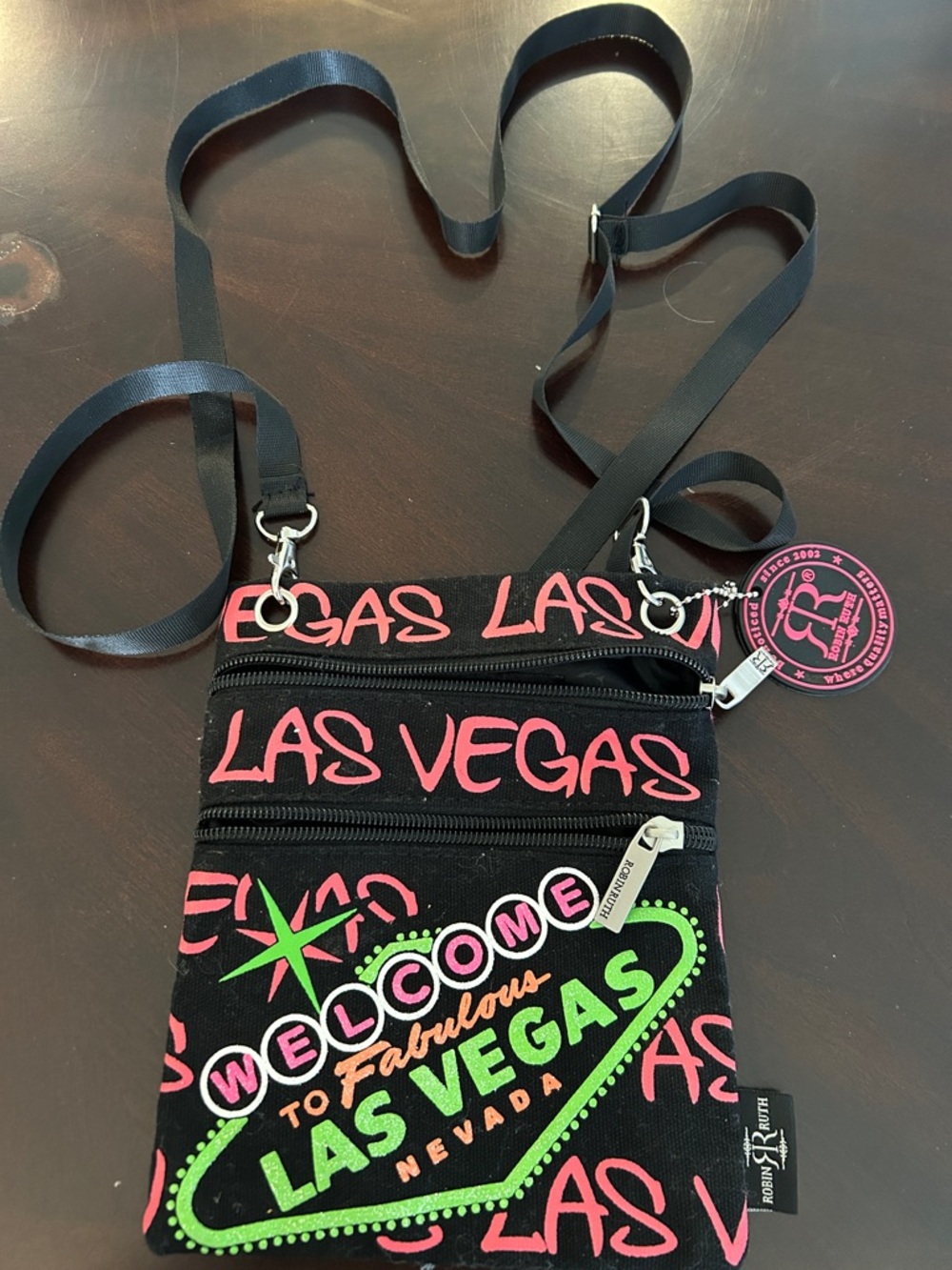 ROBIN RUTH LAS VEGAS TRAVEL BAG/Crossbody Purse Shoulder Strap- 100% Cotton